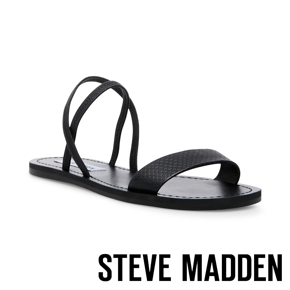 STEVE MADDEN-INSTANT 交叉條帶一字平底涼鞋-黑色