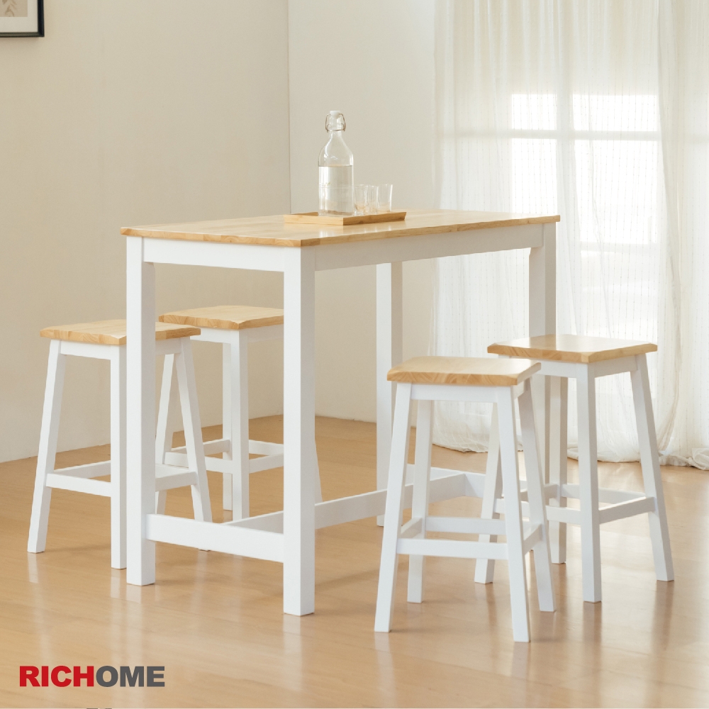 RICHOME 艾莉西亞實木高腳桌椅組W110 × D60 × H91 cm