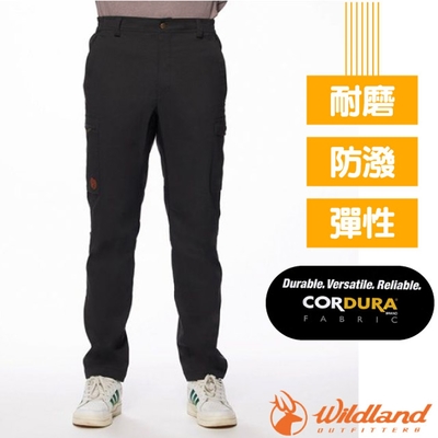 荒野 WildLand 男 彈性CORDURA四季款拼接褲.多口袋休閒機能長褲.工作褲_夜空灰