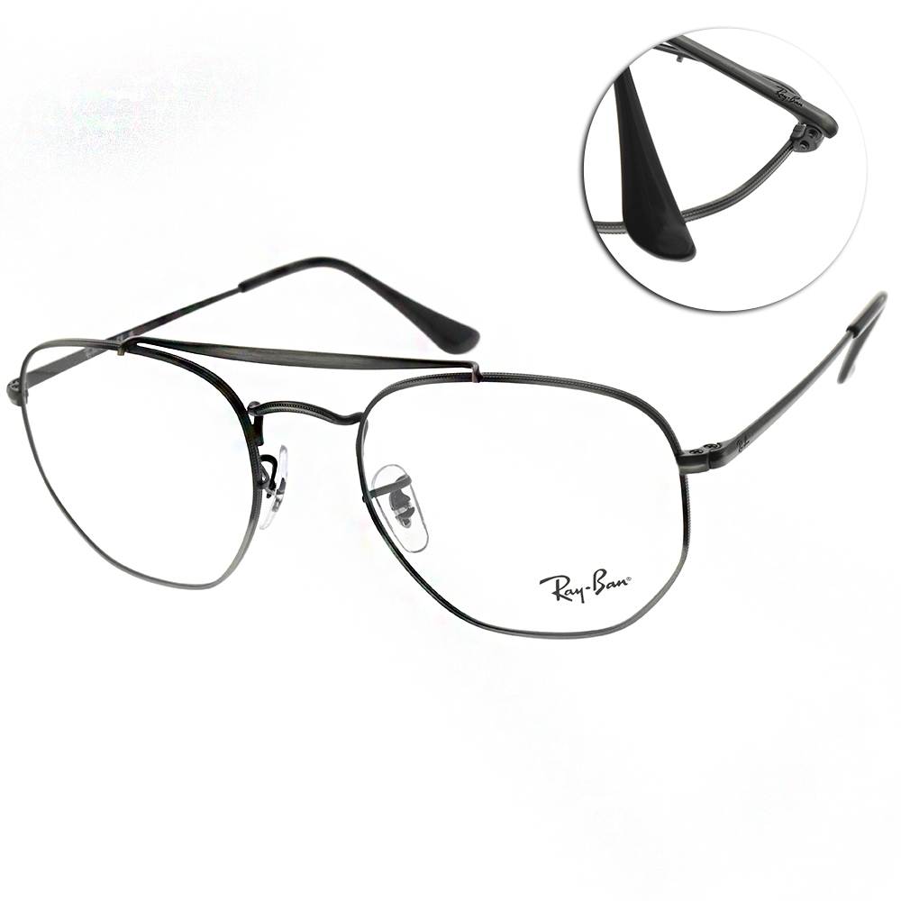 RayBan雷朋 光學眼鏡 復古雙槓多邊框/霧面灰 #RB3648V 3118-54mm
