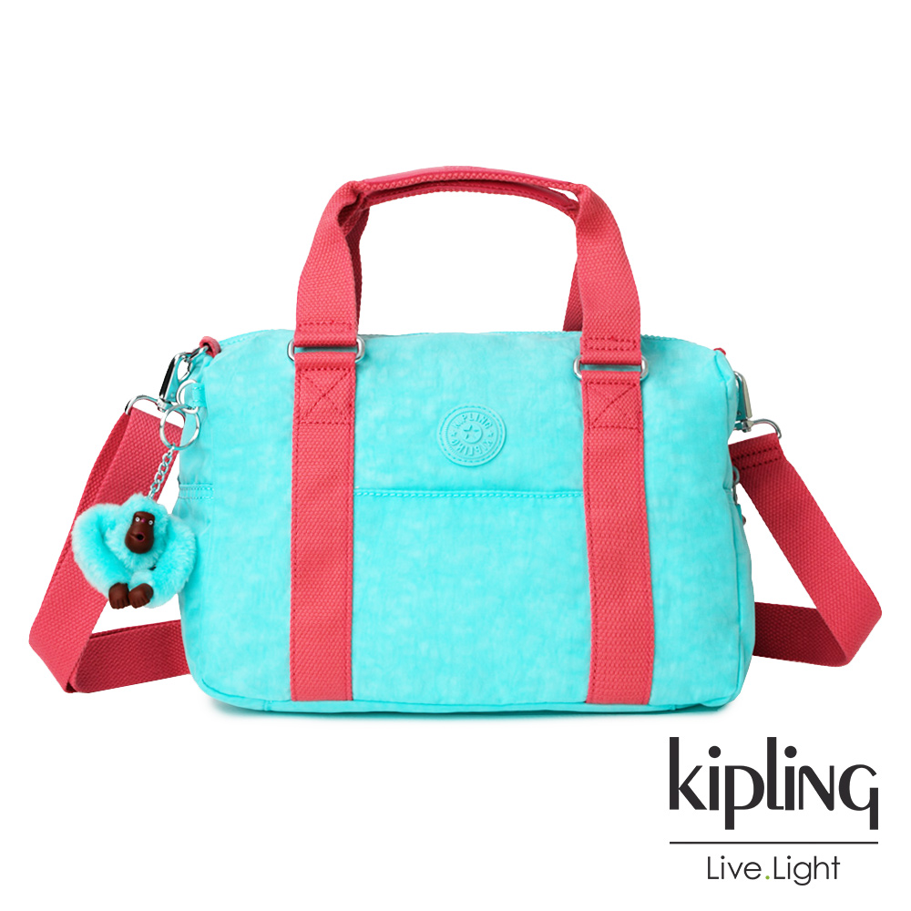 Kipling 糖果色調薄荷綠撞色手提側背包-CASKA