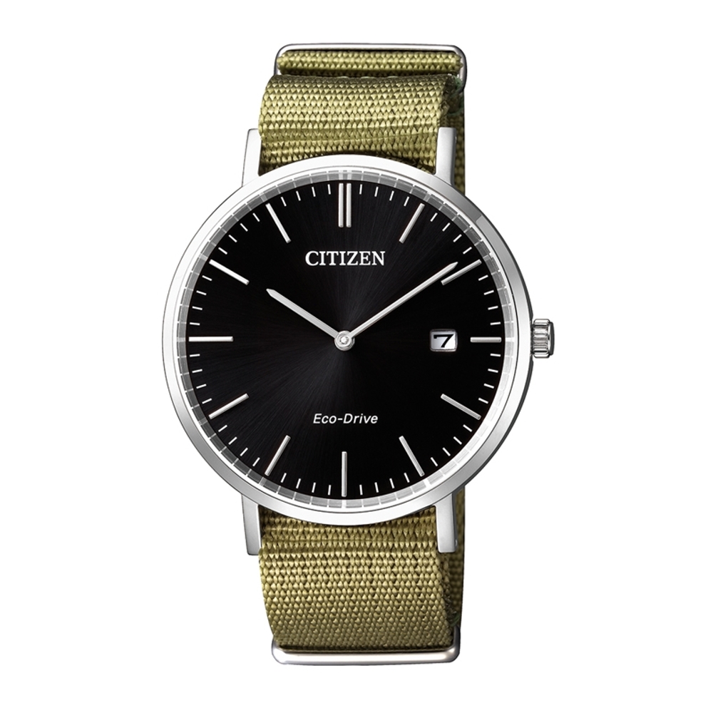 CITIZEN Eco-Drive 永恆典範時刻尼龍腕錶/白/AU1080-38E