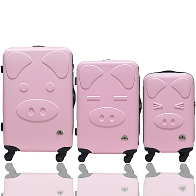 BEAR BOX 三隻小豬之豬事如意系列三件組28吋-24吋-20吋-輕硬殼行李箱-粉紅
