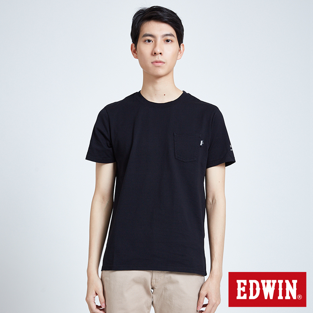 EDWIN 東京系列BASIC POCKET短袖T恤-男-黑色
