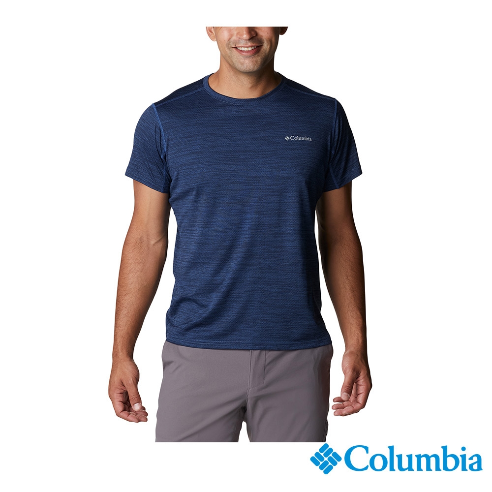 Columbia 哥倫比亞 男款-涼感快排短袖上衣-深藍 UAO35610NY / S22