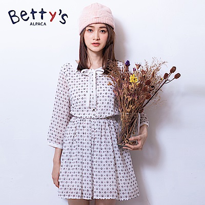 betty’s貝蒂思　腰間鬆緊上開襟雪紡洋裝(白色)