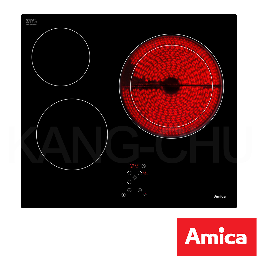 波蘭Amica APV-6310 9段火力強化玻璃檯面式三口電陶爐(不含安裝)