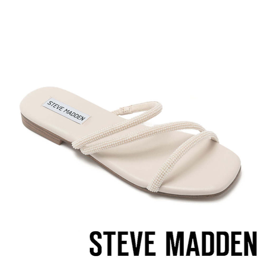 STEVE MADDEN-TRANSMIT-P 素鑽面細帶涼拖鞋-米杏色