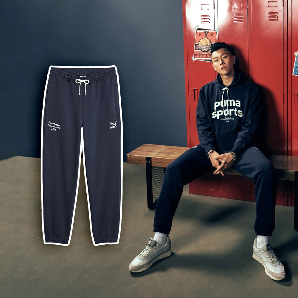 Puma 長褲 Team Pants 男款 藍 白 棉褲 拉鍊口袋 E.SO瘦子 著用款 縮口 內刷毛 62520916