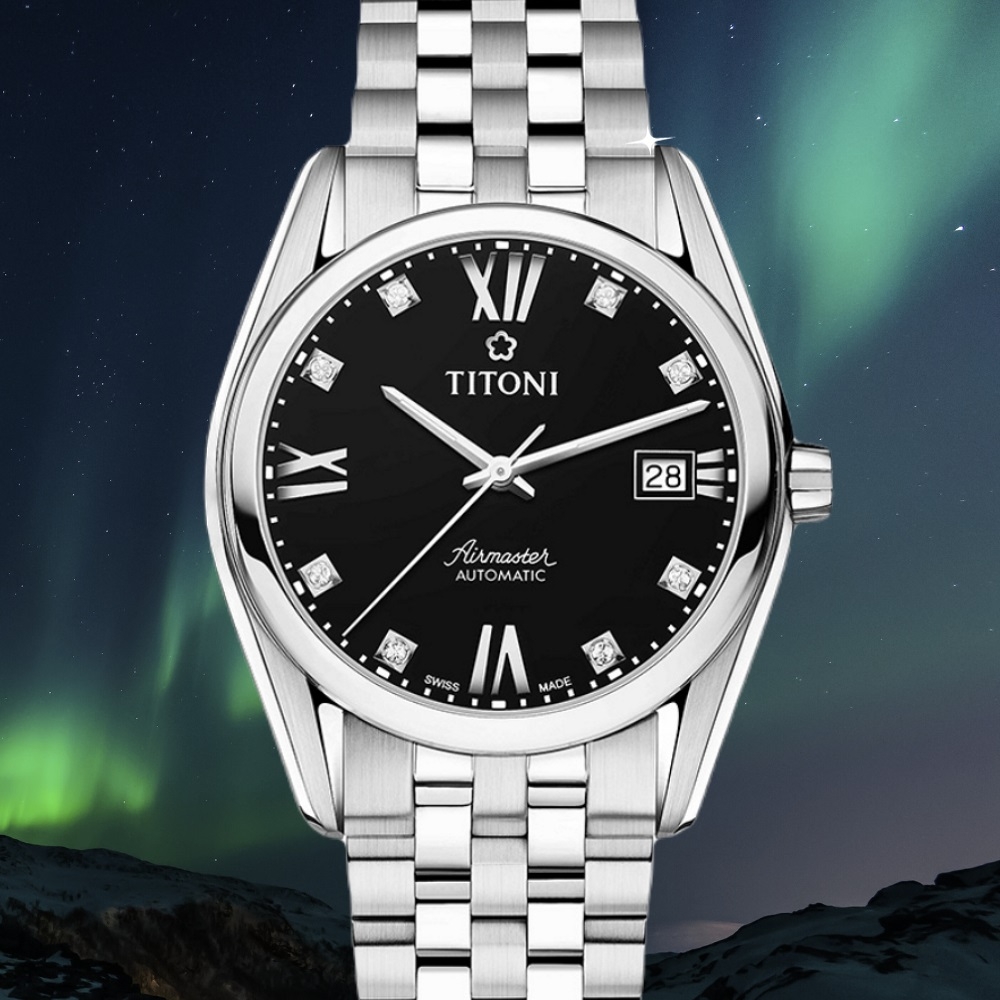 TITONI 梅花錶 空中霸王 鋯石時標 機械腕錶 39mm / 83909S-354