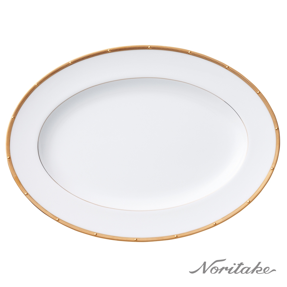 【NORITAKE】文藝復興骨瓷西式橢圓盤41.7CM(金/銀2色)