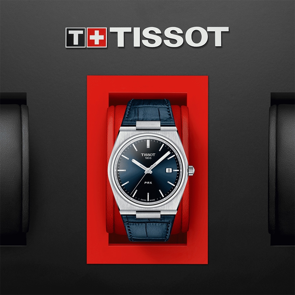 TISSOT 天梭 官方授權 PRX系列 70年代復刻石英錶-藍/40mm T1374101604100