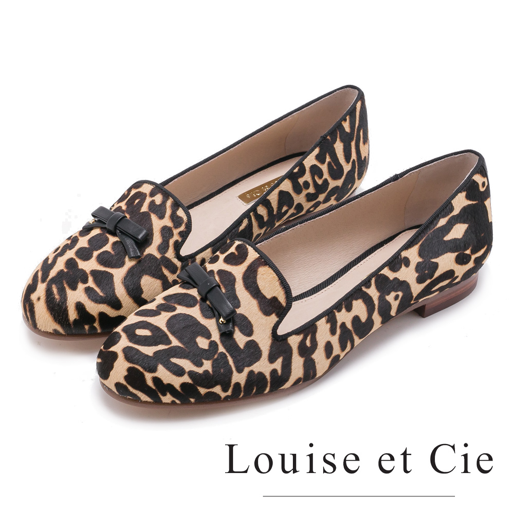 Louise et Cie 甜美蝴蝶結樂福平底鞋-豹紋