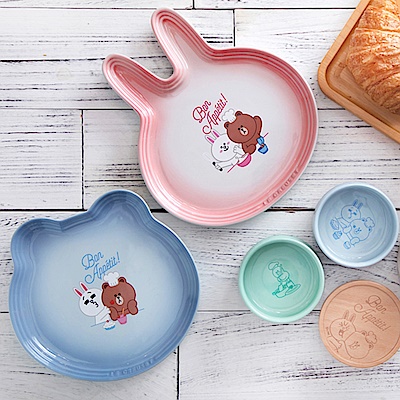 LE CREUSET x LINE FRIENDS 瓷器熊大造型盤 (海岸藍)