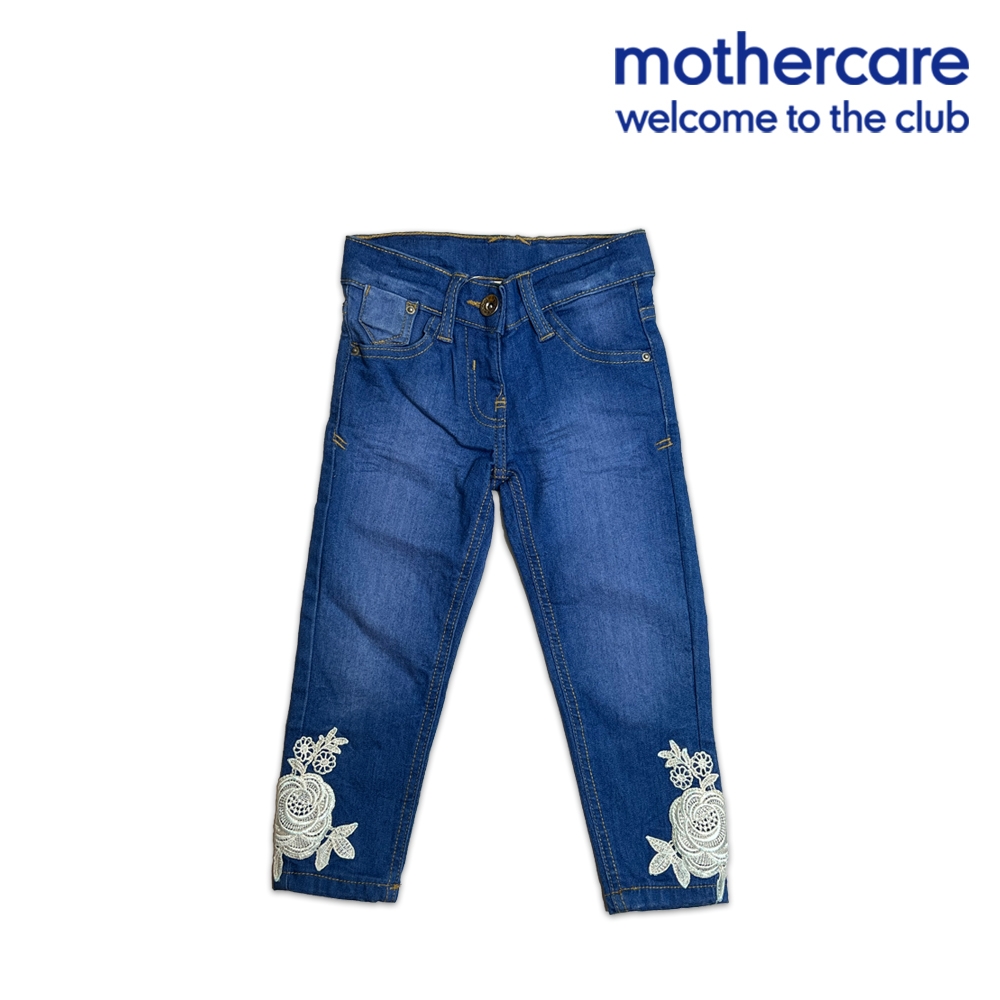 mothercare 專櫃童裝 褲管浮雕刺繡花牛仔褲 (3-10歲)
