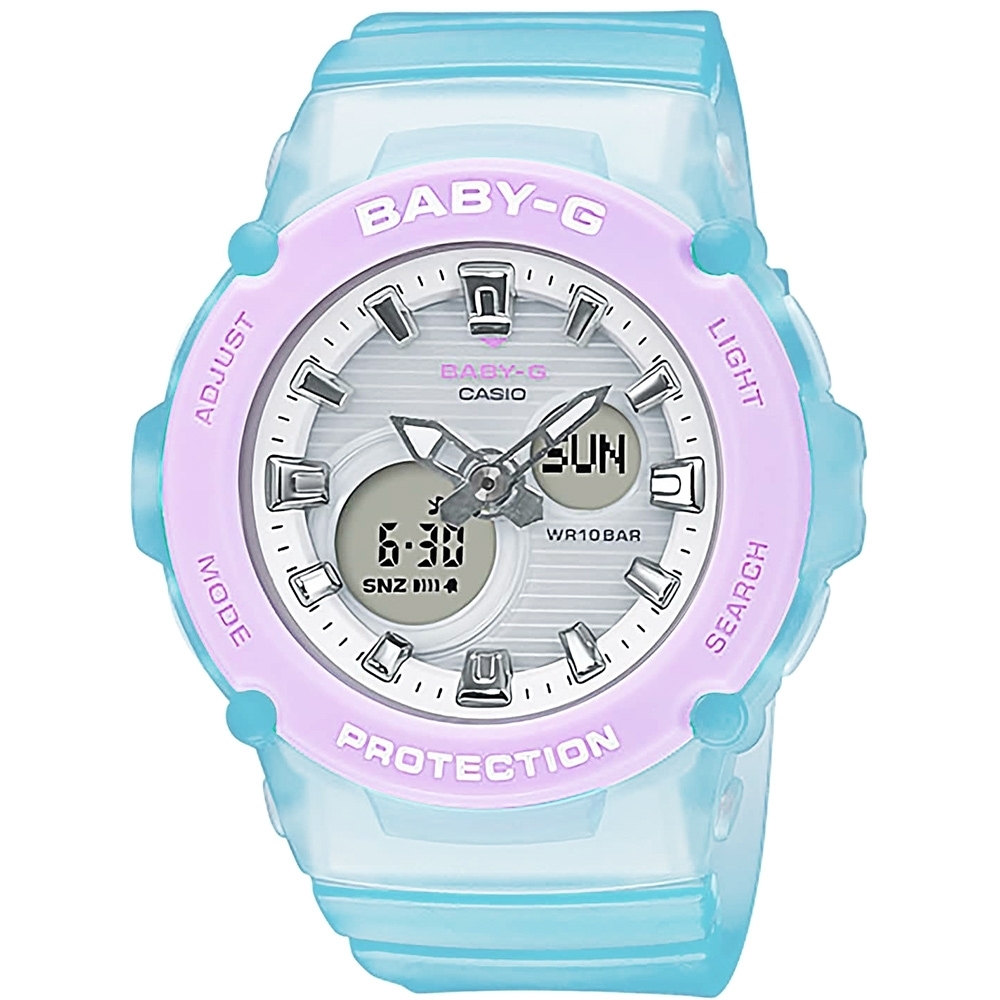 CASIO 卡西歐 BABY-G 雙顯手錶BGA-270-2A-藍x粉紅/46.3mm