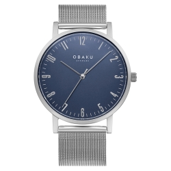 OBAKU 城市探索紳士時尚腕錶-銀X藍-V248GXCLMC-40mm