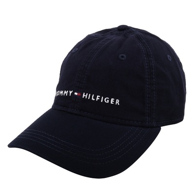 TOMMY HILFIGER- 繡線小英文字母旗標LOGO 棒球帽(海軍藍)