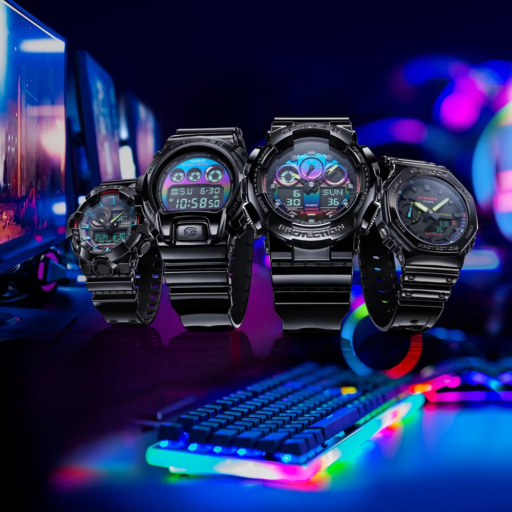 CASIO卡西歐G-SHOCK 電競美學虛擬虹光獨特三眼數位系列DW-6900RGB