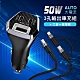 City 50W車用充電器 Type-C/USB-A 3孔車充頭+66W二合一充電線 適用iPhone / 雙Type-C product thumbnail 1