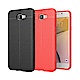 揚邑Samsung J7 Prime 5.5吋碳纖維皮革紋軟殼散熱防震抗摔手機殼-紅 product thumbnail 1