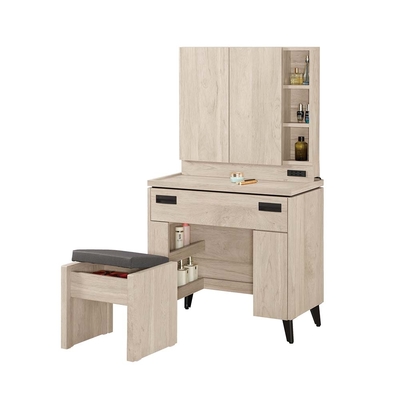Boden-奧拉2.5尺化妝桌/鏡台/梳妝台(附收納化妝椅)-80x40x144cm