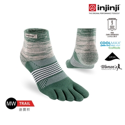 【injinji】女 Trail野跑避震吸排五趾短襪[海藻綠]WAA3835| 厚底防震 跑襪 吸濕排汗 五趾襪