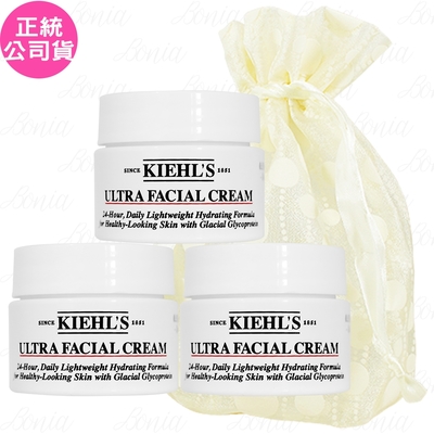 Kiehl s 契爾氏 冰河醣蛋白保濕霜(14ml)*3旅行袋組(公司貨)