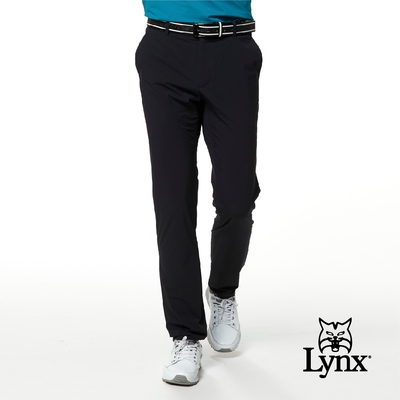 【Lynx Golf】Korea 男款後腰異材質剪接設計平口休閒長褲-鐵灰色