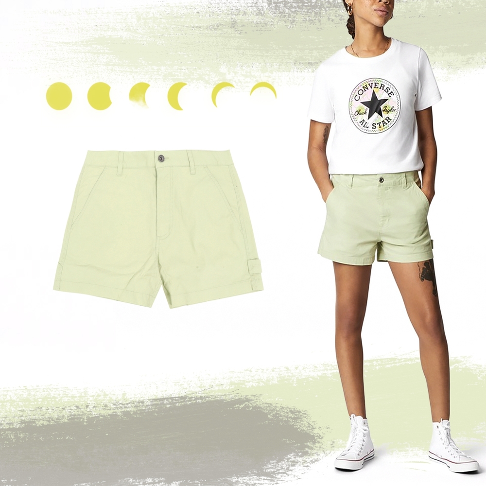 Converse 褲子 Stretch Canvas Carpenter Shorts 女款 綠 短褲 匡威 10021475A06