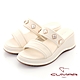 【CUMAR】一字花朵裝飾楔型厚底涼拖鞋-米白 product thumbnail 1