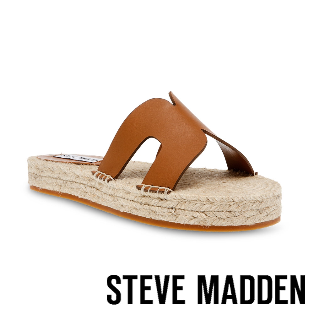 STEVE MADDEN-CHEER UP H字麻料草編拖鞋-棕色