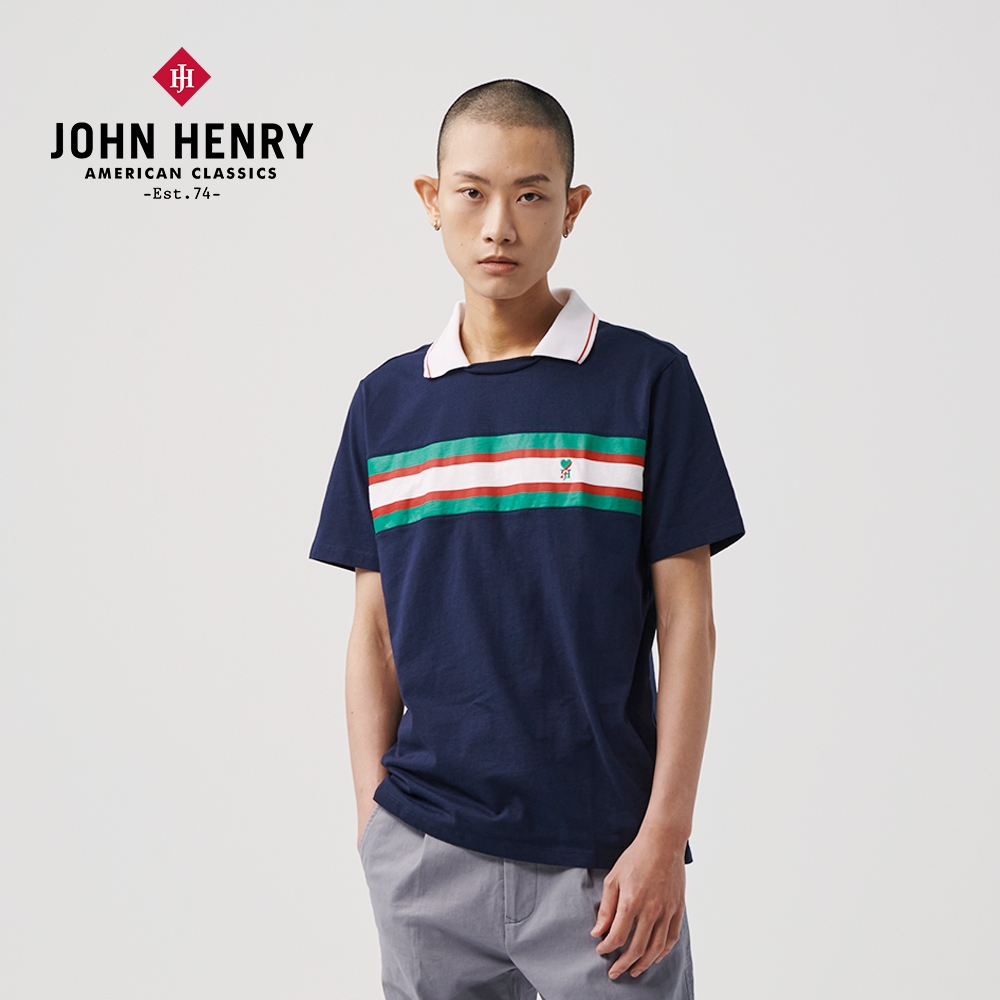 JOHN HENRY 經典紅綠條紋短袖Polo衫