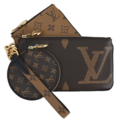 LV M68756 TRIO 經典Monogram帆布三合一手拿包/零錢包(深咖/咖)