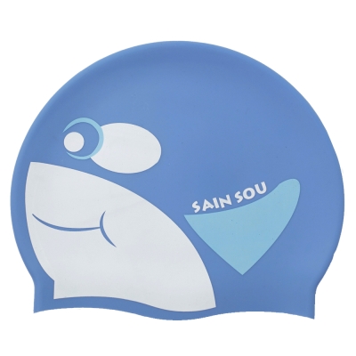 聖手牌 兒童泳帽 虎鯨造型矽膠泳帽(水藍)