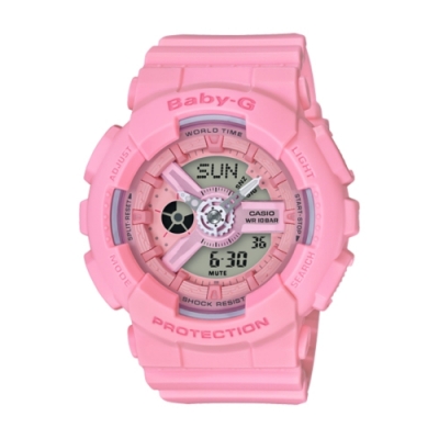 CASIO卡西歐 BABY-G繽紛彩色雙顯錶(BA-110-4A1)粉色/46mm