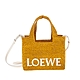 LOEWE 新款撞色LOEWE標誌字體小號酒椰纖維手提/肩背包 (黃褐色) product thumbnail 1