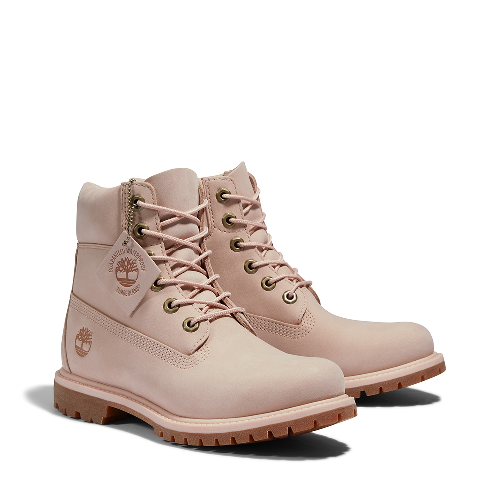 Timberland 女款淺粉色磨砂革TIMBERLAND PREMIUM防水6吋靴|A5SRF662