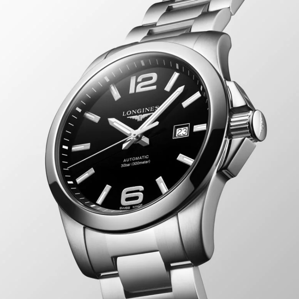 LONGINES浪琴 官方授權 征服者系列大錶徑優雅機械腕錶 黑 新年禮物 /43mm L3.778.4.58.6
