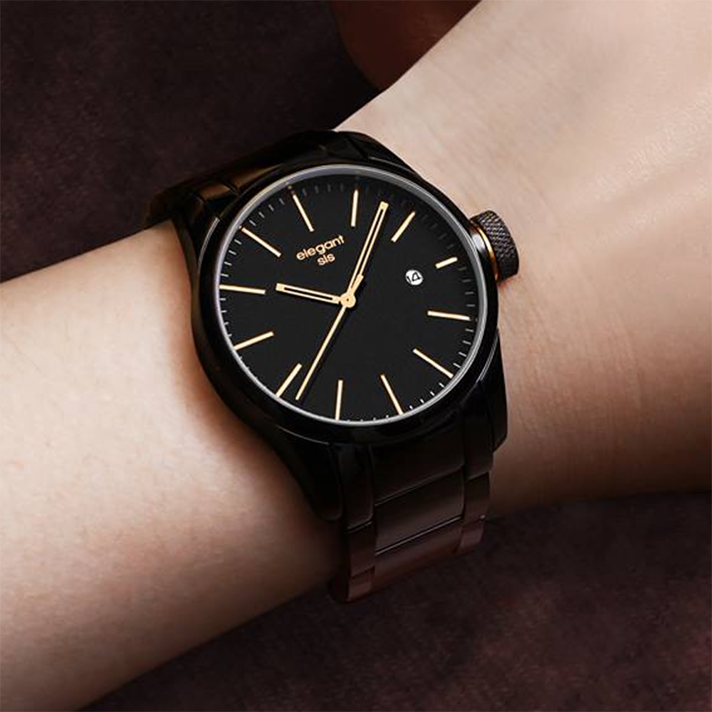 elegantsis JT41 都會流行腕錶 新春送禮-黑金/36mm