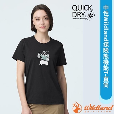 【荒野 WildLand】男女 中性Wildland探險熊機能T恤-(直筒).短袖圓領衫.運動上衣_0B21603-148 皇室黑