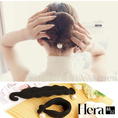 【Hera 赫拉】珍珠吊飾花苞頭/丸子頭盤髮髮棒(黑色)