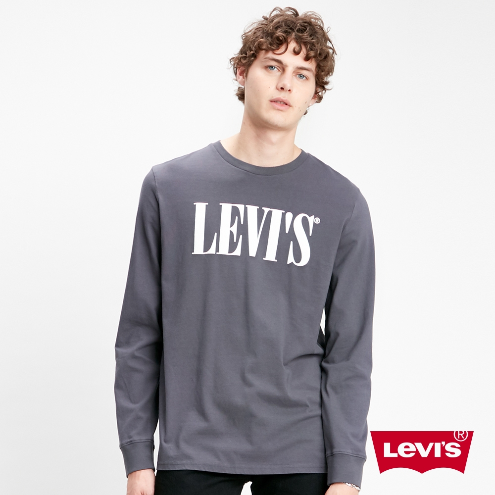 Levis 男款 長袖T恤 寬鬆休閒版型 歐系Serif Logo