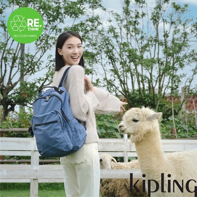 Kipling 簡約霧灰藍機能手提後背包-SEOUL