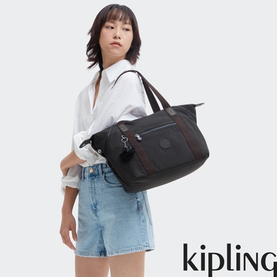 Kipling 曜岩黑品牌經典圓標手提側背包-ART