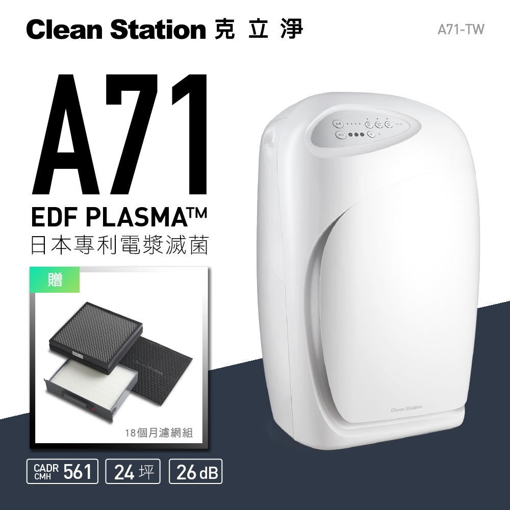 克立淨｜A71 雙層電漿滅菌 空氣清淨機(14-24坪) (A71-TW) 專屬濾網套組