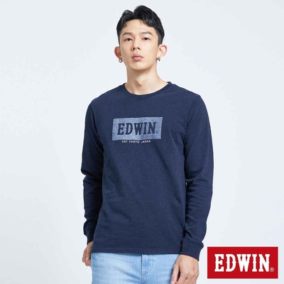 EDWIN 人氣復刻 丹寧LOGO長袖T恤-男-丈青