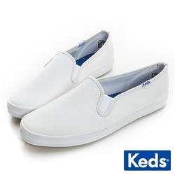 Keds 經典升級皮革休閒便鞋-白色