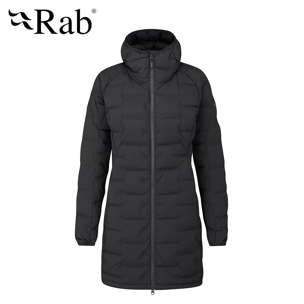 【RAB】Cubit Stretch Down Parka 羽絨連帽長版外套 女款 烏木灰 #QDB41