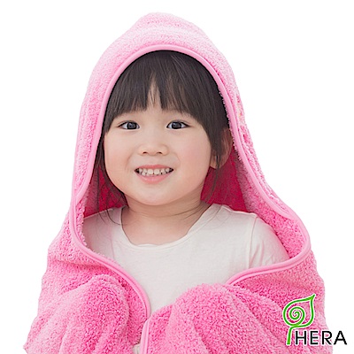 HERA 3M專利瞬吸快乾抗菌超柔纖嬰幼童連帽巾-蜜桃紅